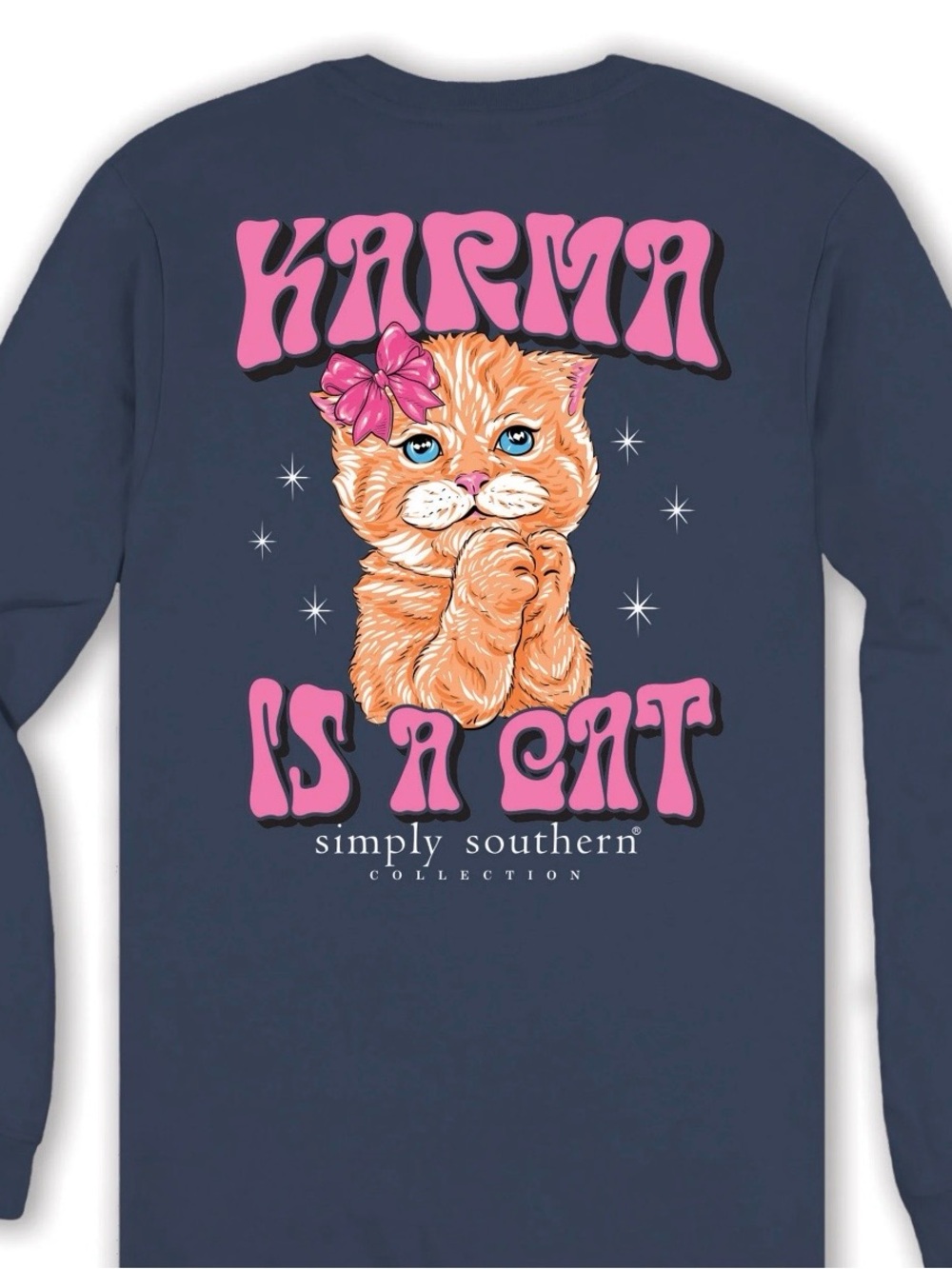 New Simply Southern Karma is a cat Bow Shirt Size XL